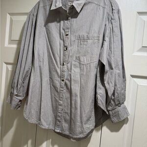We The Free Women’s Gray Pinstripe Button Down Shirt